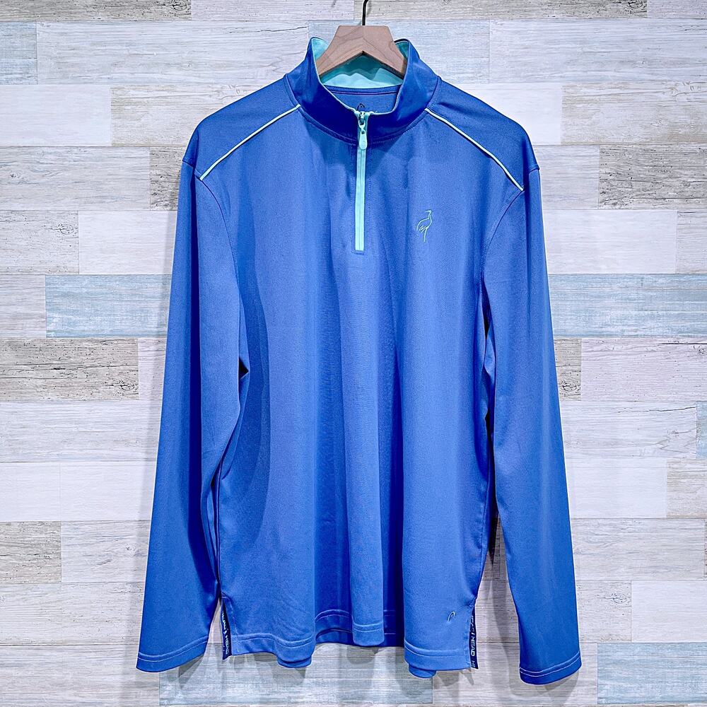 HEAD Golf 1/4 Zip Performance Pullover Blue Mock Neck Moisture Wicking Mens XL